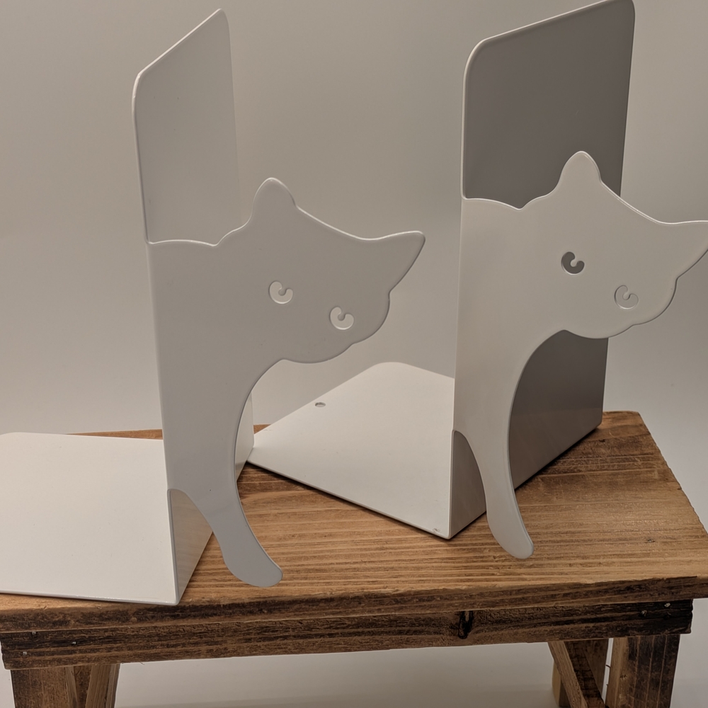 White Cat Bookends Metal Set Of 2